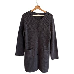 J Jill Womens Crochet Knit Cardigan Sweater Size M Boho Coastal Grandma Cottage
